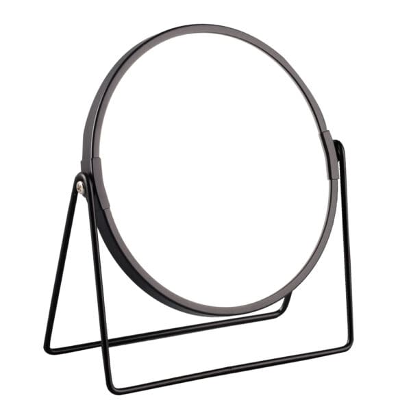 Domus: Iron With Powder Coating Round Mirror; (18.5x7.2x20.8)cm, Black