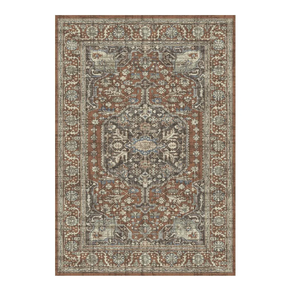Oriental Weavers: Omnia Bordered Carpet Rug; (80x150)cm, Copper Red/ Cream