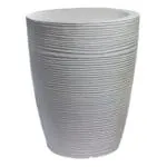 Top Planter: Round Planter Texture finish; (40 (D) x 50 (H))cm, White Grey