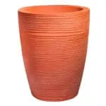 Top Planter: Round Planter Texture finish; (40 (D) x 50 (H))cm, Earth Brown