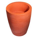 Top Planter: Round Planter Texture finish; (40 (D) x 50 (H))cm, Earth Brown