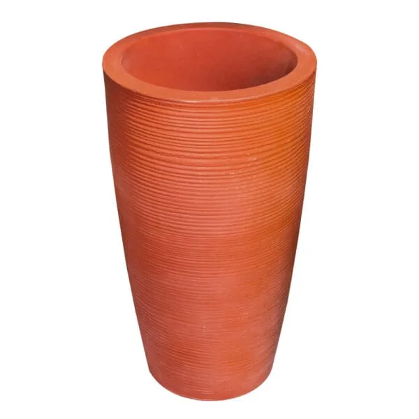 Top Planter: Round Planter Texture finish; (40 (D) x 70 (H))cm, Earth Brown