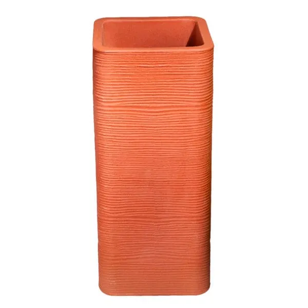 Top Planter: Tall Rectangular Planter Texture finish; (32(W) x 32 (L) x 75 (H))cm, Earth Brown