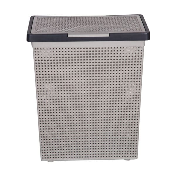 Sann Rectangular Laundry Basket With Lid, Grey/Dark Grey