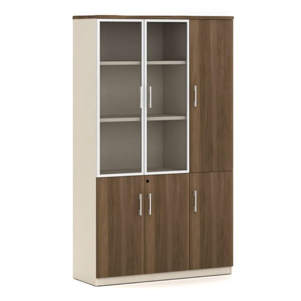 Bookcase; (120x40x200)cm, Light Walnut/Beige