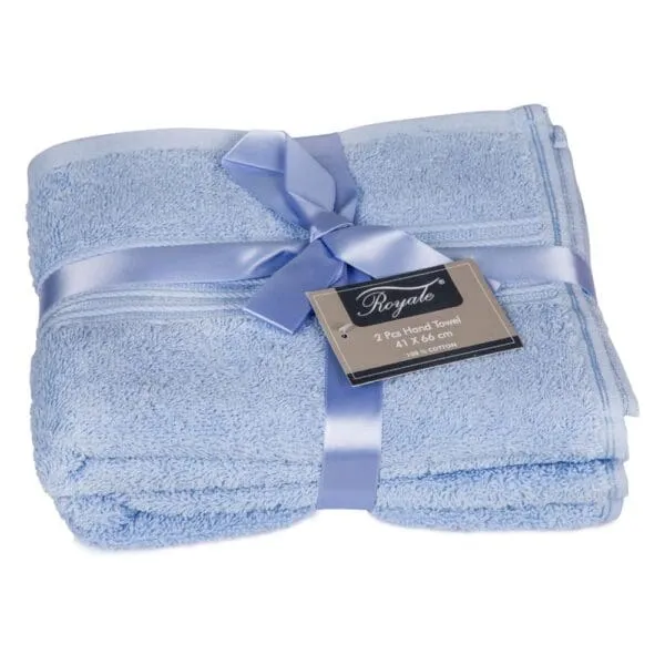 Plain Hand Towel Set- 2pcs: (41x66)cm, Blue