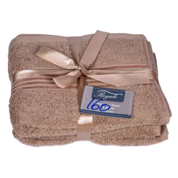 Plain Hand Towel Set- 2pcs: (41x66)cm, Brown
