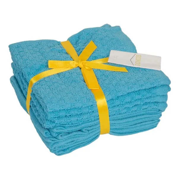 Domus: Popcorn Wash Cloth 8Pcs Set; (30x30)cm, Blue