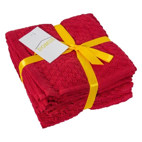 Domus: Popcorn Wash Cloth; (30x30)cm 8pieces Set, Dark Red