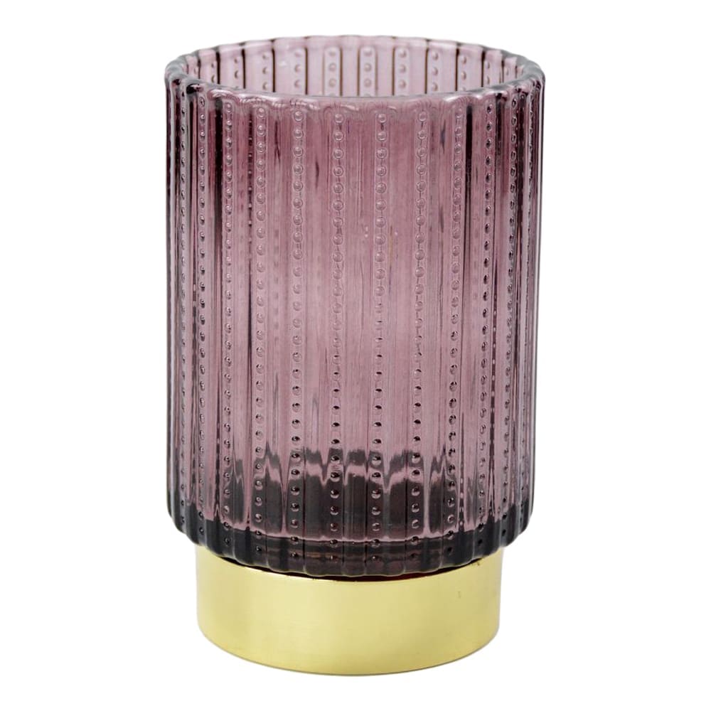 Glass Candle Holder Stripe and Dot Patterned With 10L String Light; (8 Glass Candle Holder Stripe and Dot Patterned With 10L String Light; (8.5x13)cm