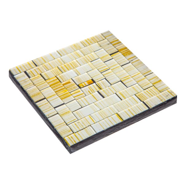 Decorative Square Coaster Set; 6pcs, White/Gold