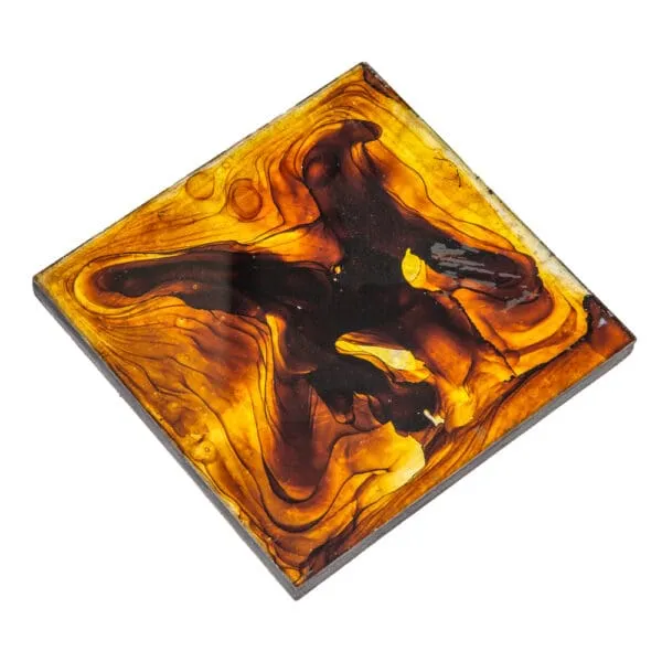 Decorative Square Ceramic Coaster Set; 6pcs, Brown