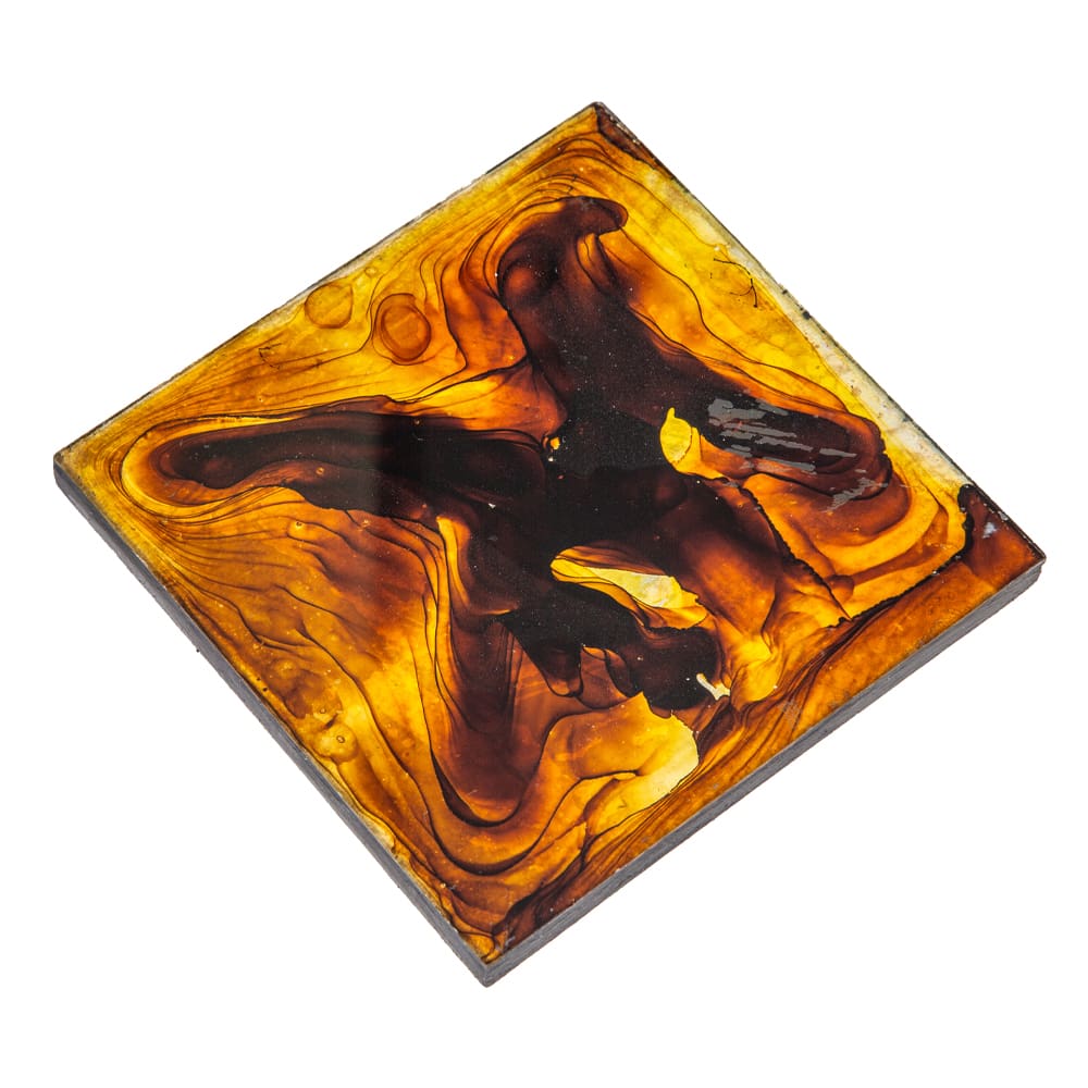Decorative Square Ceramic Coaster Set; 6pcs, Brown