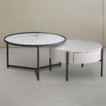 Coffee Table Set: 2pcs; Ceramic Top- With 1 Drawer