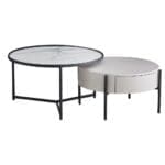 Coffee Table Set: 2pcs; Ceramic Top- With 1 Drawer