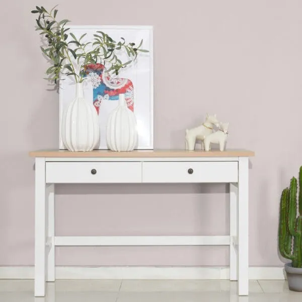 Console Table; (120x45x78)cm, Light Oak/White