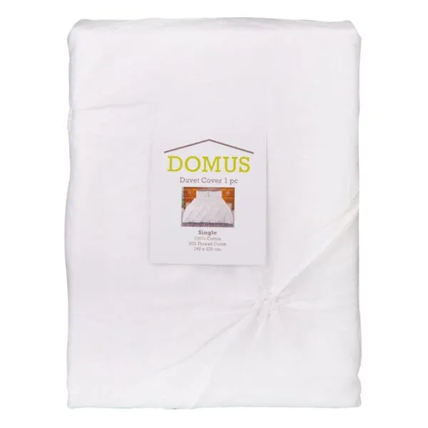 Domus: Single Duvet Cover: 1pc: Pinch Pleats; (160x220)cm, White