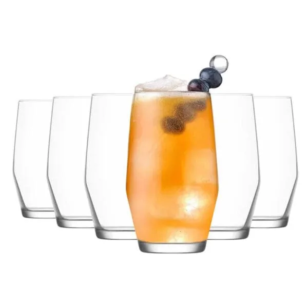 Long Drink Tumbler Glass Set: 6pcs 485cc