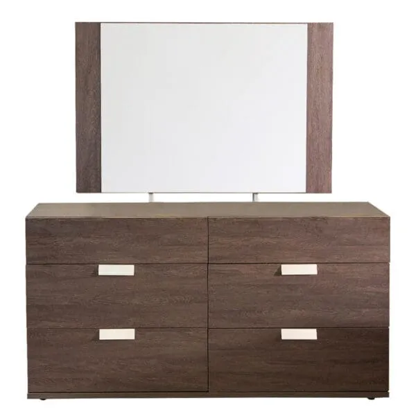 Dresser; (155x39x80.6)cm + Mirror; (120x1.9x80)cm, Dark Grey