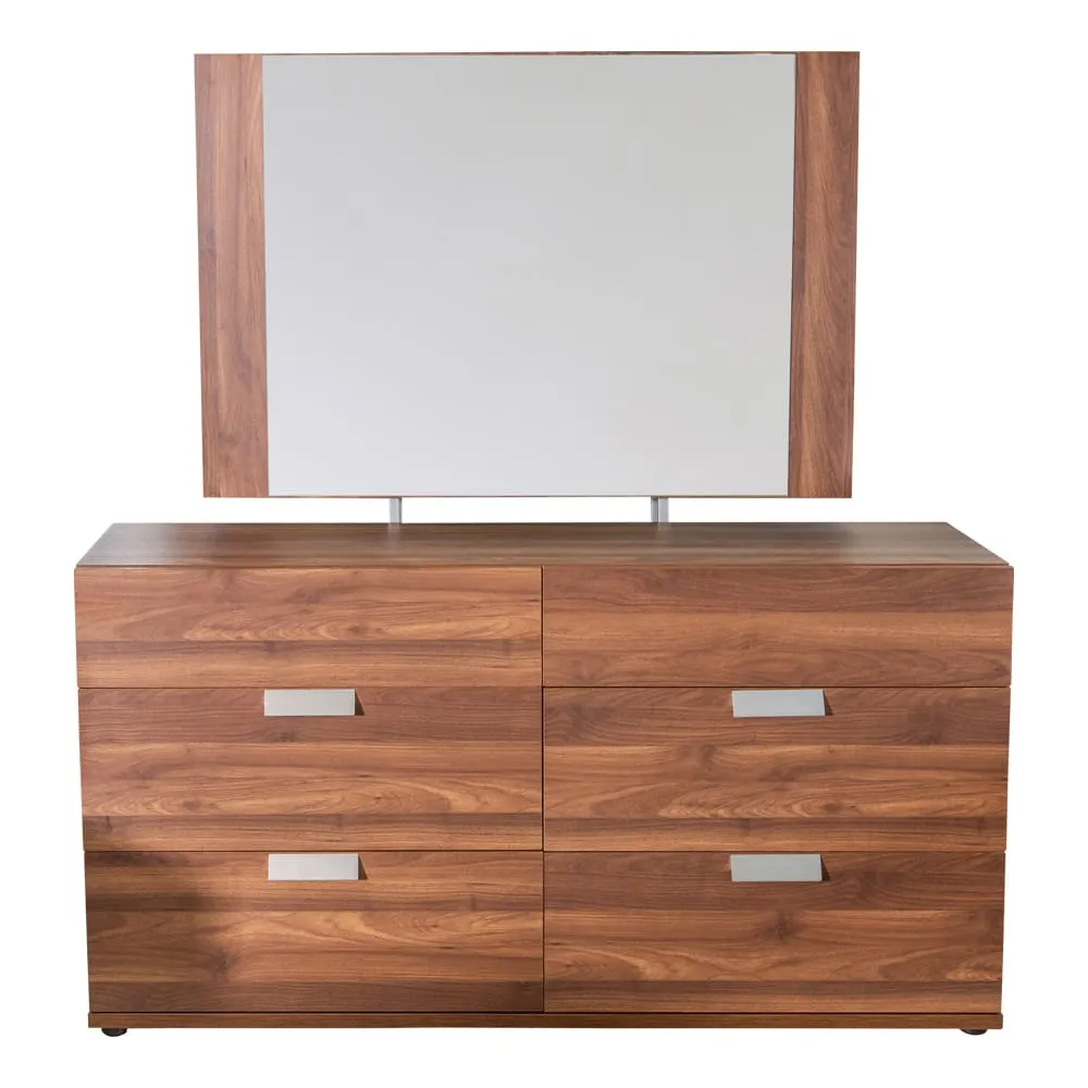 Dresser; (155x39x80.6)cm + Mirror; (120x1.9x80)cm, Brown