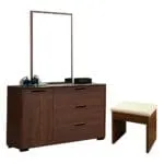 Dresser; (120x39.8x180)cm + Mirror (60x100)cm + Stool, Brown