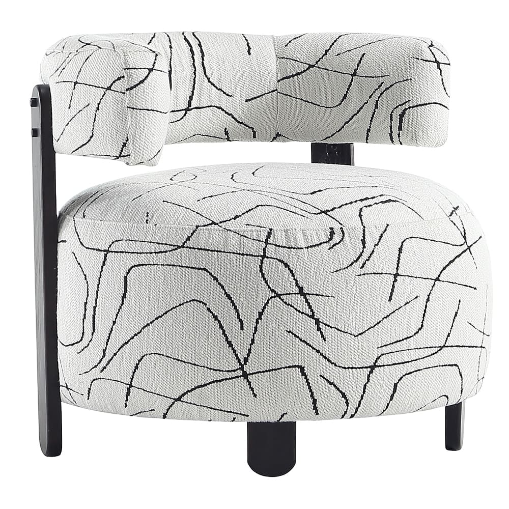 Fabric Accent chair; (75x70x75)cm, White/Black