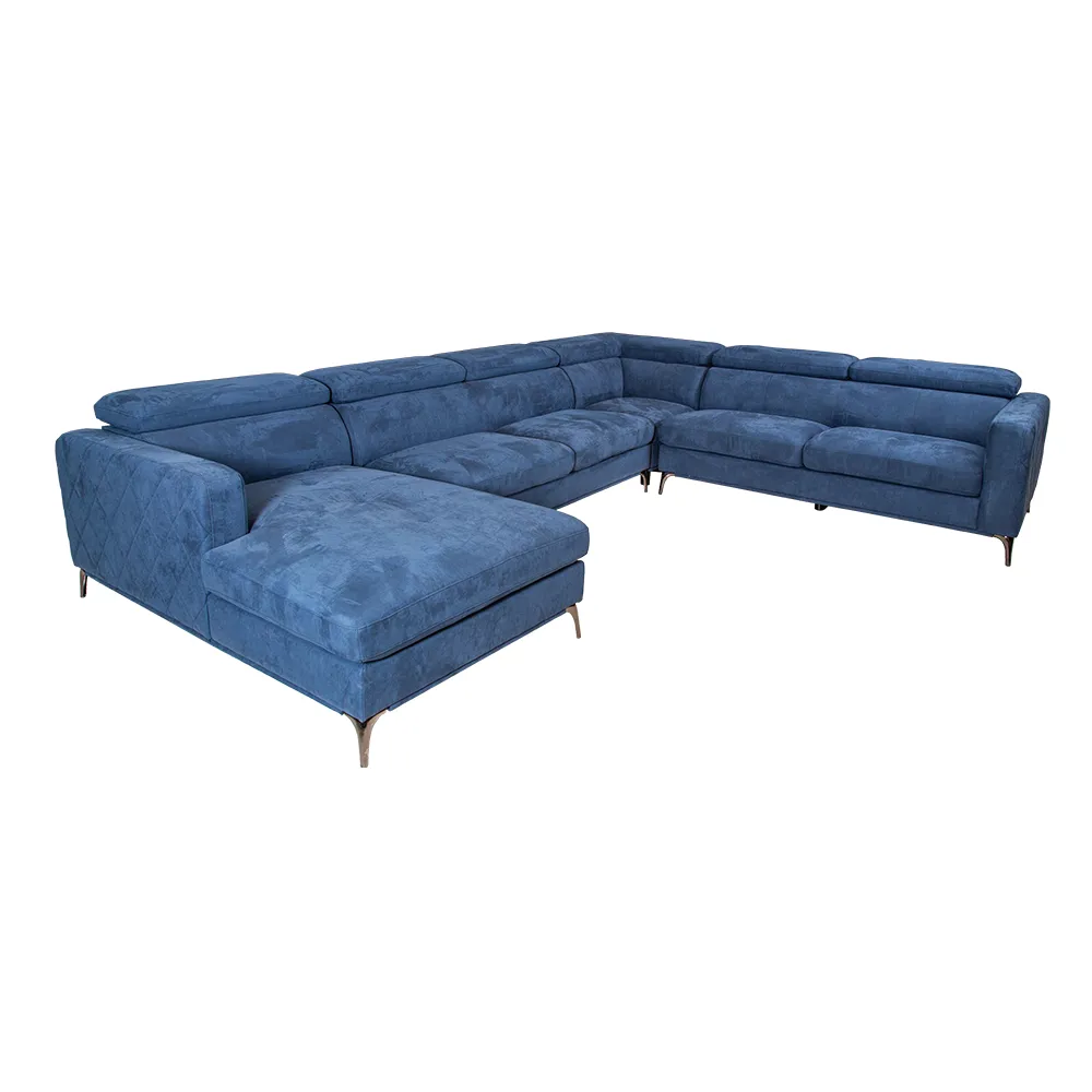 HOUSTON U3012T Modular Fabric Corner Sofa + Chaise, Left, Nappa Dark Sapphire