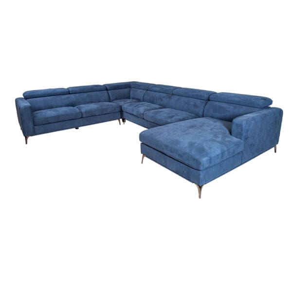 HOUSTON U3012T Modular Fabric Corner Sofa + Chaise, Right, Nappa Dark Sapphire