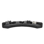 Fabric Corner Sofa Set With Ottoman, Black