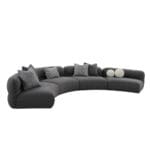 Fabric Corner Sofa Set With Ottoman, Black