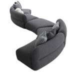 Fabric Corner Sofa Set With Ottoman, Black