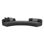 Fabric Corner Sofa Set With Ottoman, Black