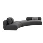 Fabric Corner Sofa Set With Ottoman, Black