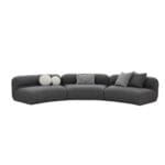 Fabric Corner Sofa Set With Ottoman, Black