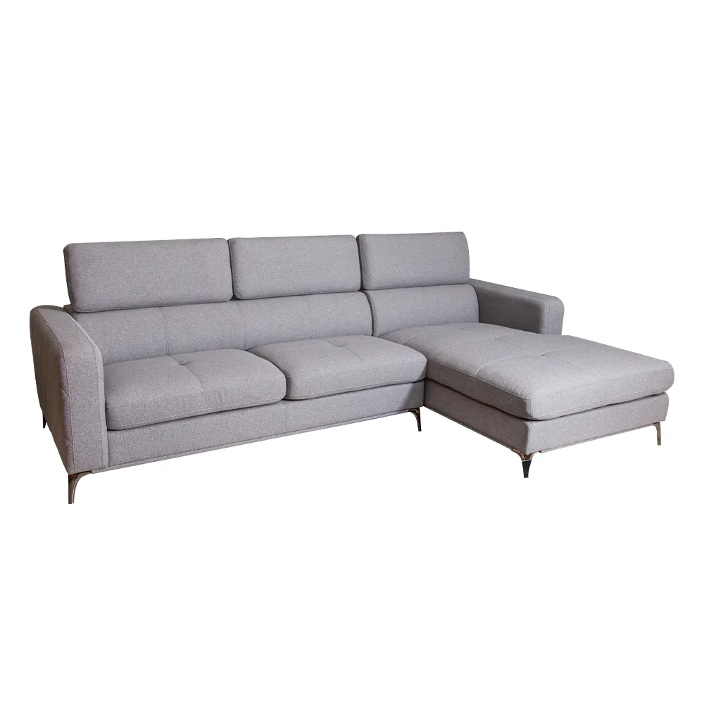 Houston Fabric Corner Sofa-3 Seater + Chaise, Right, Grey