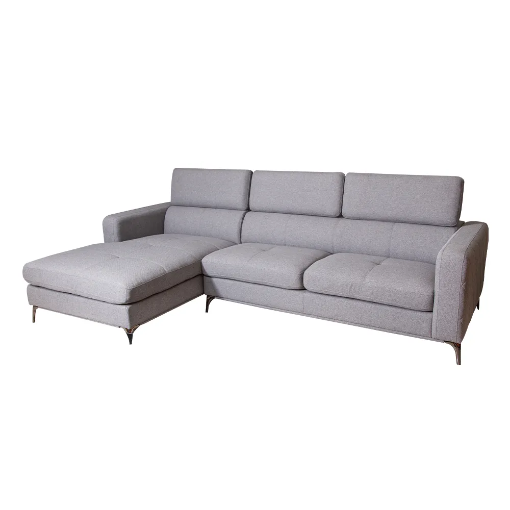 Fabric Corner Sofa-3 Seater + Chaise, Left, Grey