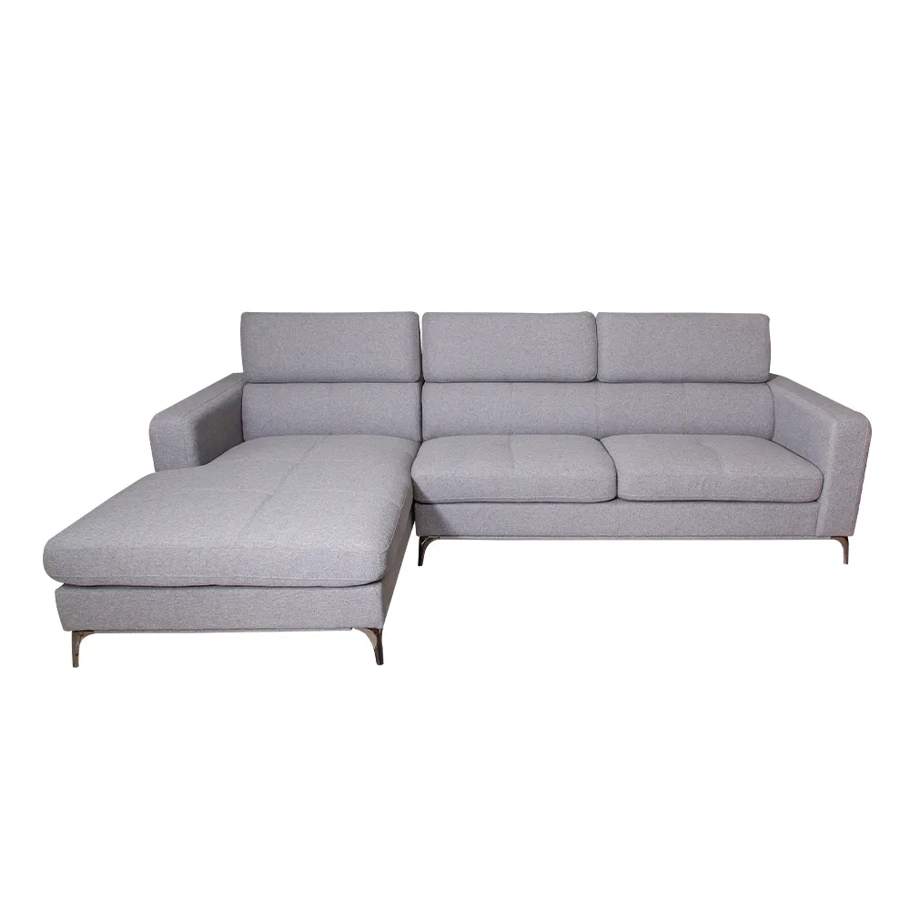 Fabric Corner Sofa-3 Seater + Chaise, Left, Grey