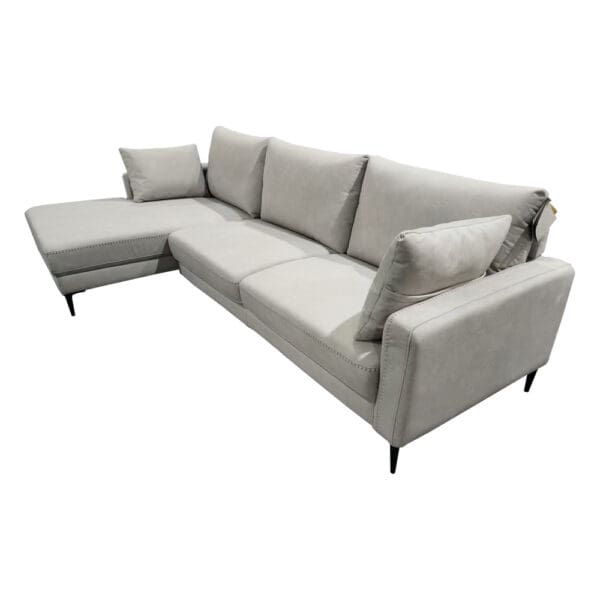 Fabric Corner Sofa-3 Seater + Chaise, Right, Light Grey