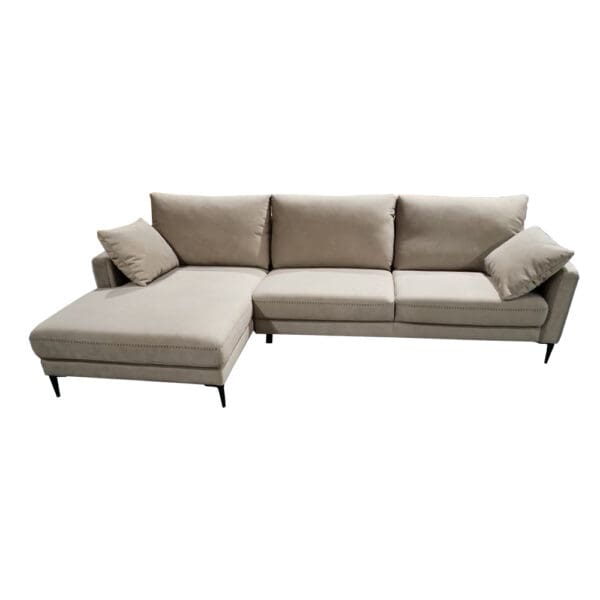 Fabric Corner Sofa-3 Seater + Chaise, Left, Khaki