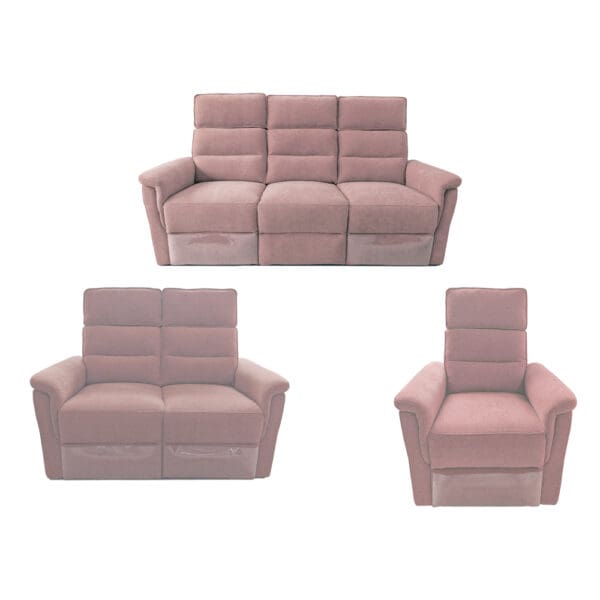 Fabric Recliner Sofa: 6-Seater (3RR+2RR+1R), Pink