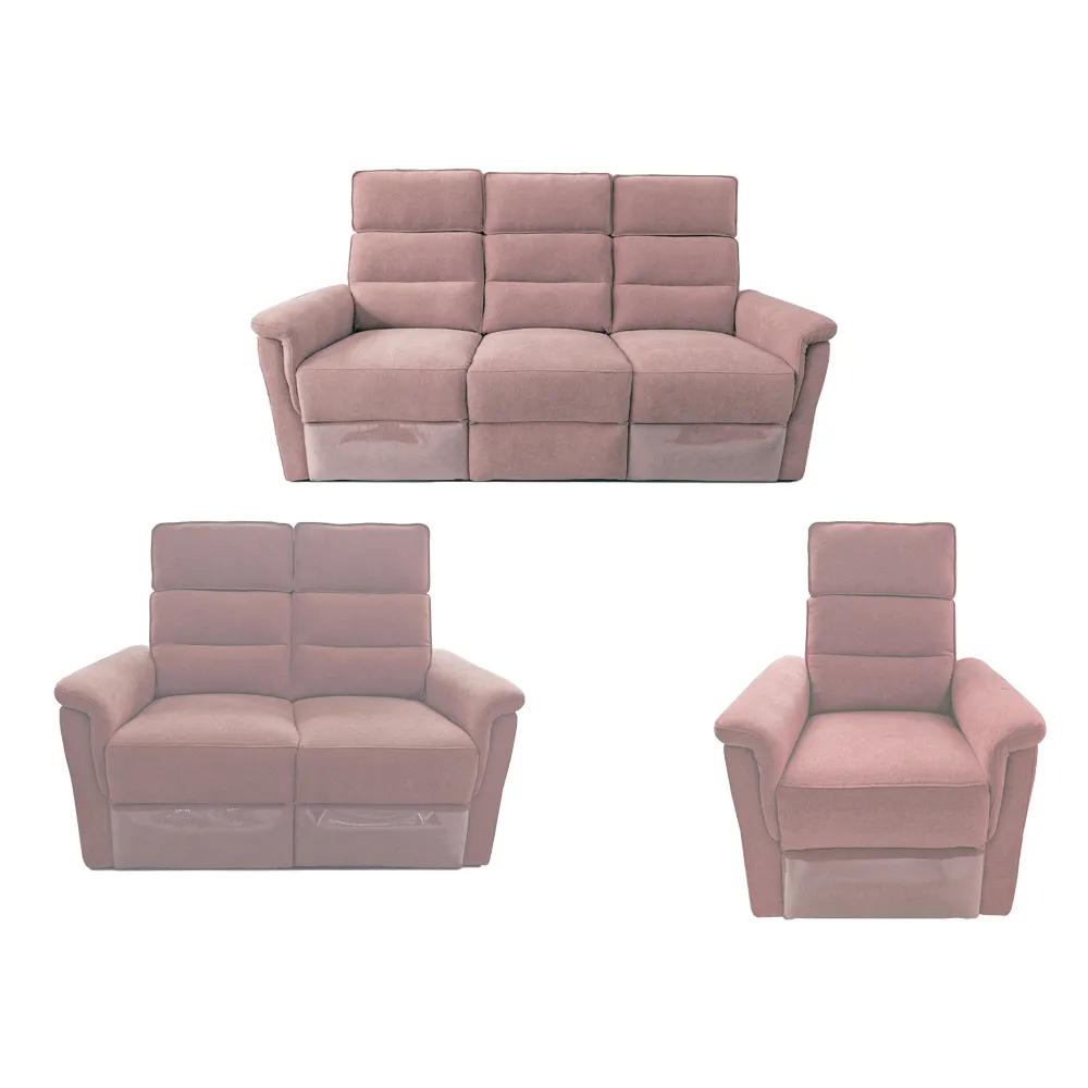 Fabric Recliner Sofa: 6-Seater (3RR+2RR+1R), Pink