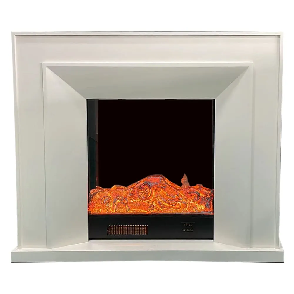 Decorative Fire Place + Heater; (120x32x100)cm, Ivory White | TACC