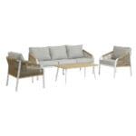 Garden Furniture Set; (3+1+1) + 1 Table (100x55x34)cm, White