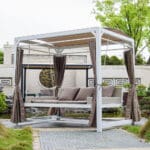 Outdoor Swing Chair With Shelter And Curtain Set; (236x180x210)cm