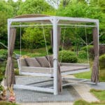 Outdoor Swing Chair With Shelter And Curtain Set; (236x180x210)cm