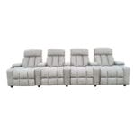 Fabric Home Cinema Sofa: Recliner, 4-Seater, Grey