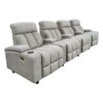 Fabric Home Cinema Sofa: Recliner, 4-Seater, Grey