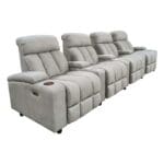 Fabric Home Cinema Sofa: Recliner, 4-Seater, Grey