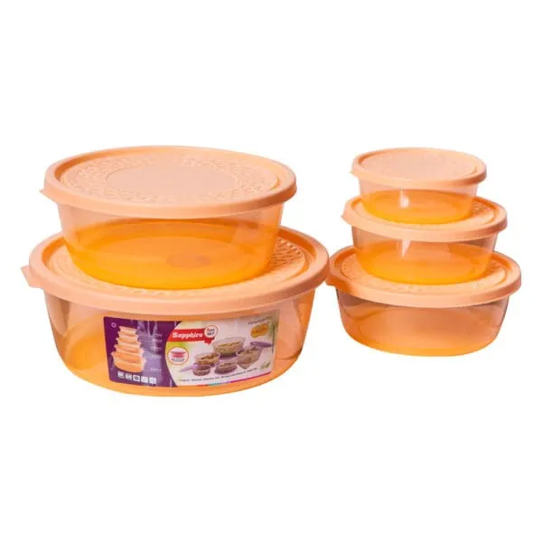 Sapphire Kitchen Storage Container Set, 5pcs, Peach