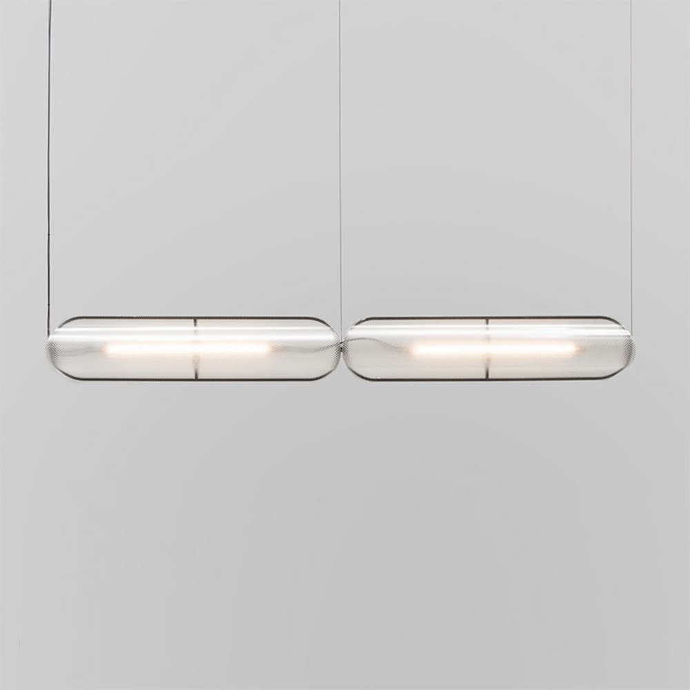 Domus: LED Glass Ceiling Pendant Lamp: E27, L120cm, Gold